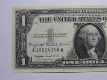 Load image into Gallery viewer, $1 1957 Elizabeth Rudel Smith Courtesy Autographed Signed Silver Certificate UNC