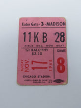 Load image into Gallery viewer, November 17, 1968 Chicago Blackhawks Maple Leafs Hockey Ticket Stub Bobby Hull G