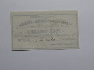 $4 1861 Confederate Bond Coupon Certificate Currency Bank Note Bill UNC
