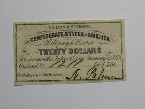 $20 1861 Confederate Bond Coupon Certificate Currency Bank Note Bill UNC