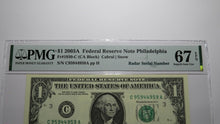 Load image into Gallery viewer, $1 2003 Radar Serial Number Federal Reserve Currency Bank Note Bill PMG UNC67EPQ