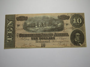 $10 1864 Richmond Virginia VA Confederate Currency Bank Note Bill RARE T68 VF