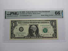 Load image into Gallery viewer, $1 2003 Radar Serial Number Federal Reserve Currency Bank Note Bill PMG UNC66EPQ