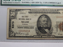 Load image into Gallery viewer, $50 1929 Miami Florida FL National Currency Bank Note Bill Ch. #6370 PMG VF30