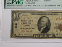 Load image into Gallery viewer, $10 1929 Logan Kansas KS National Currency Bank Note Bill Charter #6841 F12 PMG