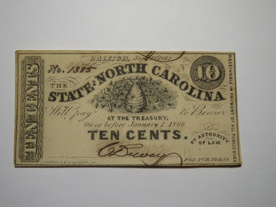 $.10 1862 Raleigh North Carolina Obsolete Currency Bank Note Bill NC State UNC+