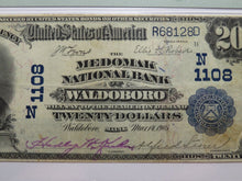 Load image into Gallery viewer, $20 1902 Waldoboro Maine ME National Currency Bank Note Bill #1108 VF25 PMG