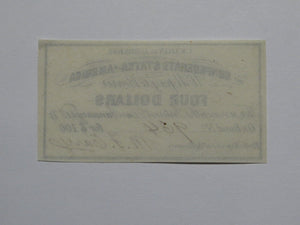 $4 1861 Confederate Bond Coupon Certificate Currency Bank Note Bill UNC