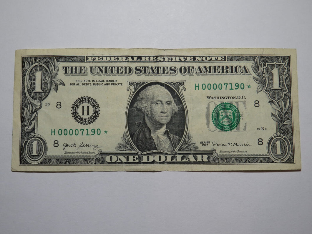 $1 2017 Low Serial Number Federal Reserve Bank STAR Note Bill #7190 St. Louis