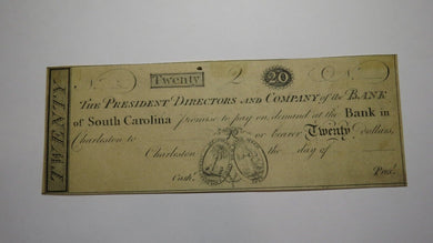 $20 18__ Charleston South Carolina Obsolete Currency Bank Note Original Reprint!