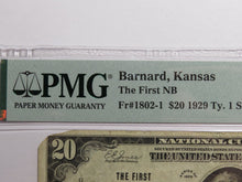 Load image into Gallery viewer, $20 1929 Barnard Kansas KS National Currency Bank Note Bill Ch #8396 VF20 PMG