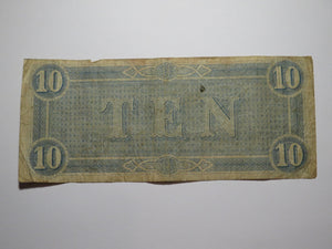 $10 1864 Richmond Virginia VA Confederate Currency Bank Note Bill RARE T68 VG