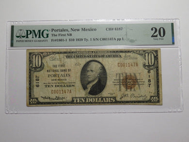 $10 1929 Portales New Mexico NM National Currency Bank Note Bill Ch #6187 VF20