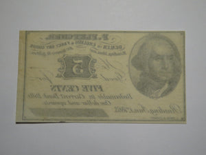 $.05 1863 Reading Boston Massachusetts Obsolete Currency Bank Note Bill Fletcher