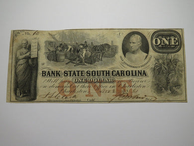 $1 1861 Charleston South Carolina SC Obsolete Currency Bank Note Bill Bank of SC