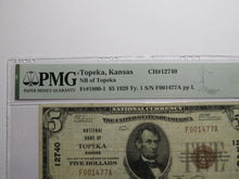 Load image into Gallery viewer, $5 1929 Topeka Kansas KS National Currency Bank Note Bill Ch. #12740 VF25 PMG