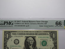 Load image into Gallery viewer, $1 2017 Radar Serial Number Federal Reserve Currency Bank Note Bill PMG UNC66EPQ