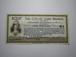 $1 1934 Long Branch New Jersey NJ Obsolete Currency Bank Note Scrip City of LB!
