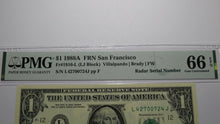 Load image into Gallery viewer, $1 1988 Radar Serial Number Federal Reserve Currency Bank Note Bill PMG UNC66EPQ