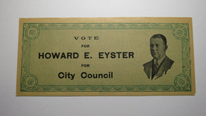 1861 Confederate Currency Facsimile Political Advertising Note For Howard Eyster