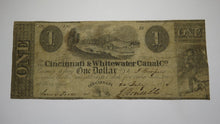 Load image into Gallery viewer, $1 1840 Cincinnati Ohio OH Obsolete Currency Bank Note Bill Whitewater Canal