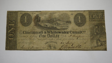 $1 1840 Cincinnati Ohio OH Obsolete Currency Bank Note Bill Whitewater Canal