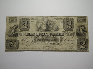 $2 1837 Belleville New Jersey NJ Obsolete Currency Bank Note Bill Manufacturers