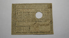 Load image into Gallery viewer, $3 1780 Massachusetts Bay MA Colonial Currency Note Bill Three Dollars RARE!