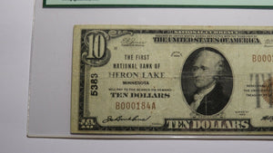 $10 1929 Heron Lake Minnesota MN National Currency Bank Note Bill #5383 F15 PCGS