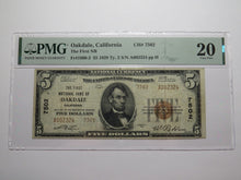 Load image into Gallery viewer, $5 1929 Oakdale California National Currency Bank Note Bill Ch. #7502 VF20 PMG