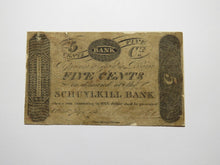 Load image into Gallery viewer, $.05 1815 Philadelphia Pennsylvania PA Obsolete Currency Note Schuylkill Bank