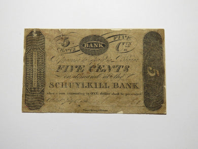 $.05 1815 Philadelphia Pennsylvania PA Obsolete Currency Note Schuylkill Bank
