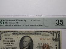 Load image into Gallery viewer, $10 1929 Somerset Kentucky KY National Currency Bank Note Bill Ch. #11544 VF35