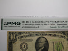 Load image into Gallery viewer, $10 1934 Repeater Serial Number Federal Reserve Currency Bank Note Bill PMG VF20