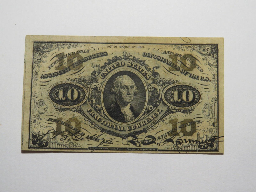 1863 $.10 Third Issue Fractional Currency Obsolete Bank Note Bill 3rd Issue VF