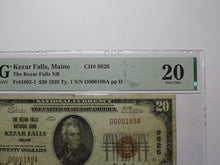 Load image into Gallery viewer, $20 1929 Kezar Falls Maine National Currency Bank Note Bill Ch. #9826 VF20 PMG