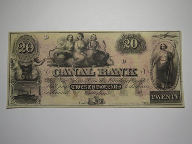$20 18__ New Orleans Louisiana Obsolete Currency Bank Note Bill Canal Bank UNC++