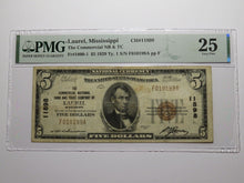 Load image into Gallery viewer, $5 1929 Laurel Mississippi National Currency Bank Note Bill Ch. #11898 VF25 PMG