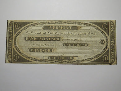$1 18__ Windsor Vermont VT Obsolete Currency Bank Note Bill Remainder UNC++++