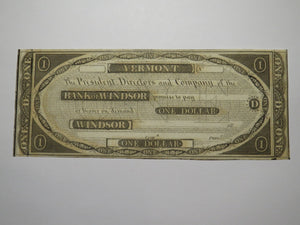 $1 18__ Windsor Vermont VT Obsolete Currency Bank Note Bill Remainder UNC++++