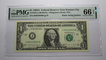 Load image into Gallery viewer, $1 1988 Radar Serial Number Federal Reserve Currency Bank Note Bill PMG UNC66EPQ