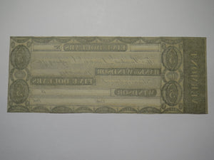$5 18__ Windsor Vermont VT Obsolete Currency Bank Note Bill Remainder UNC++++