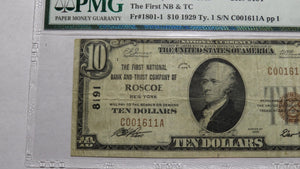 $10 1929 Roscoe New York NY National Currency Bank Note Bill Ch. #8191 VF PMG