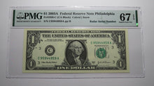 Load image into Gallery viewer, $1 2003 Radar Serial Number Federal Reserve Currency Bank Note Bill PMG UNC67EPQ