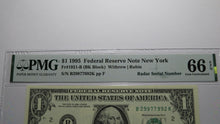 Load image into Gallery viewer, $1 1995 Radar Serial Number Federal Reserve Currency Bank Note Bill PMG UNC66EPQ