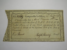 Load image into Gallery viewer, 1791 One Pound Connecticut Comptroller&#39;s Office Colonial Currency Note Pomeroy