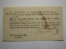 Load image into Gallery viewer, 1781 Connecticut Pay Table Office Colonial Currency Note Bill! Wadsworth/Wales