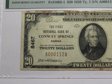 Load image into Gallery viewer, $20 1929 Conway Springs Kansas National Currency Bank Note Bill #8467 VF25 PMG