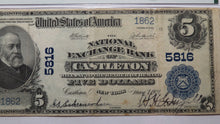 Load image into Gallery viewer, $5 1902 Castleton New York NY National Currency Bank Note Bill! #5816 VF20 PMG
