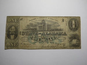 $1 1863 Montgomery Alabama AL Obsolete Currency Bank Note Bill State of Alabama